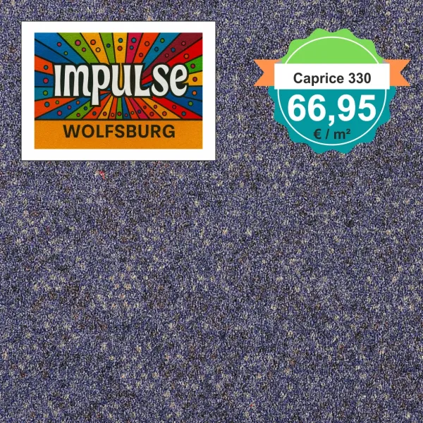 Girloon Caprice 330 – Draufsicht auf Teppichboden 330, ergänzt um ein deutlich erkennbares Preisetikett.